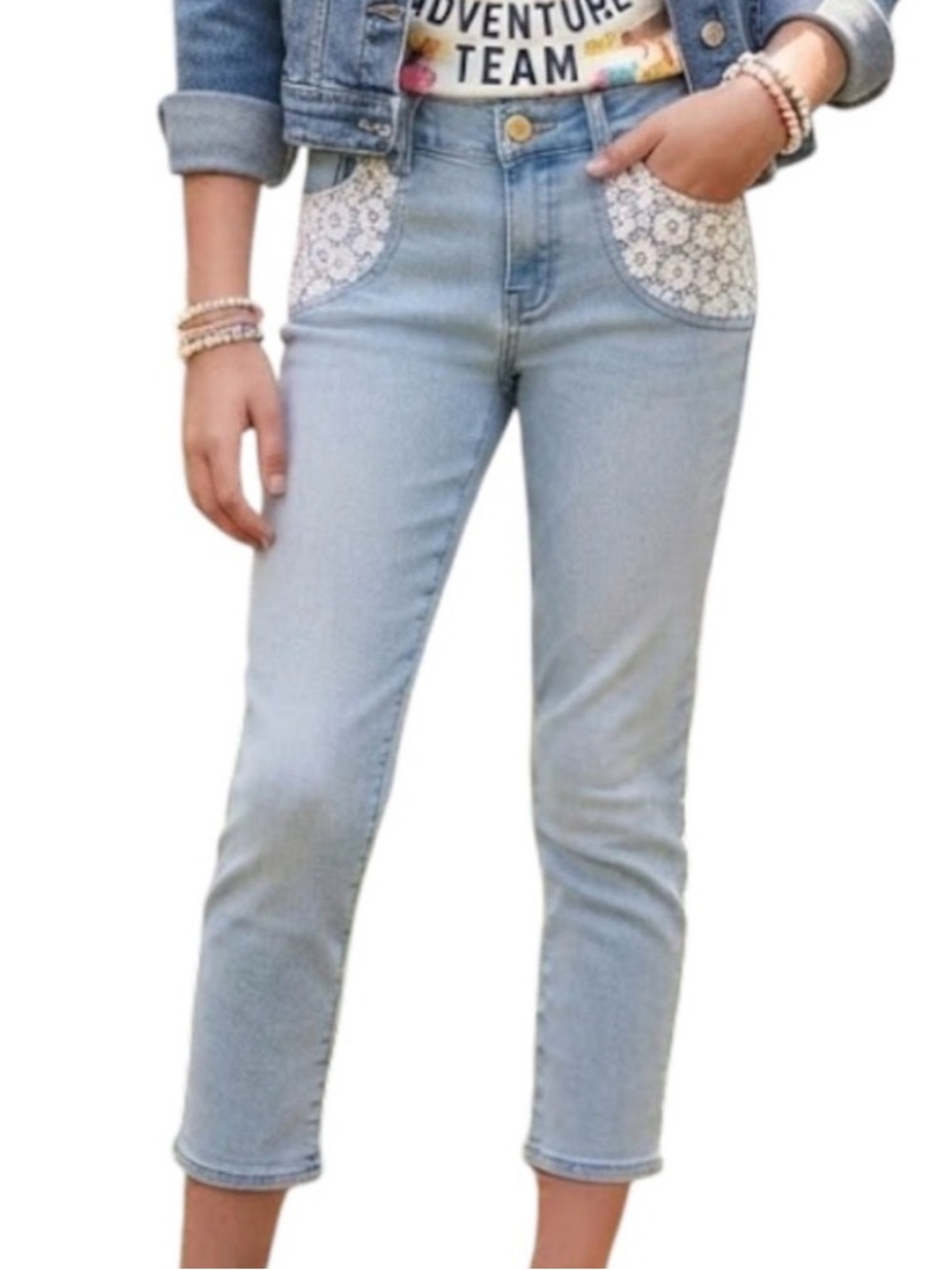 CAT & JACK Casual Minimalist Y2K Super Skinny Cropped Jeggings Denim Blue 16Y